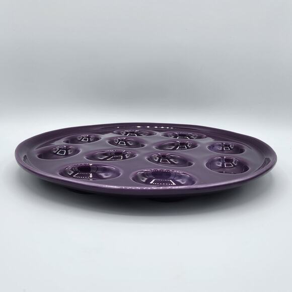 Deep Purple Fiesta Ware Deviled Hard Boiled Egg Round Ceramic Dish Platter Tray - Picture 4 of 10